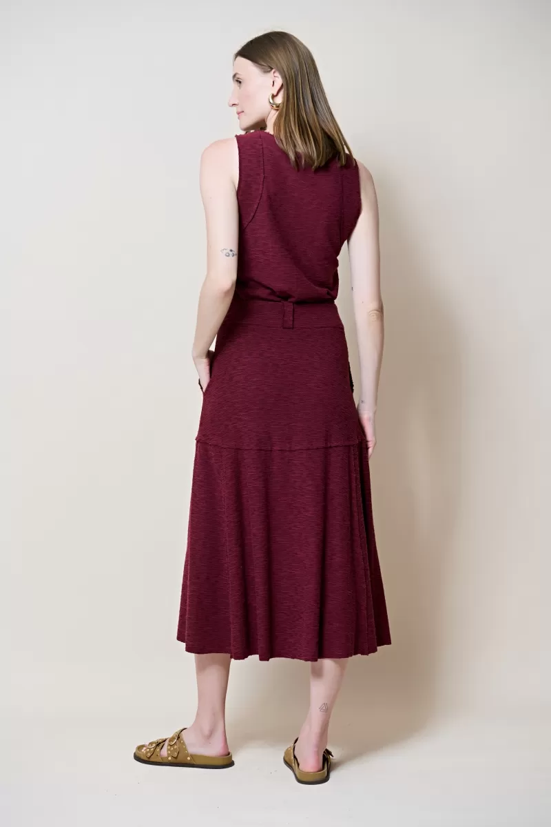 Hidrogênio - WINE THREADED MIDI FLARE SKIRT - 19805043 Hidrogênio - WINE THREADED MIDI FLARE SKIRT - 19805043