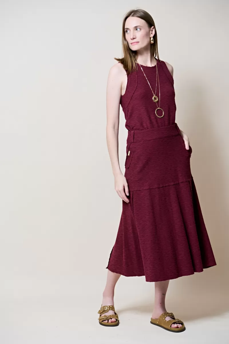 Hidrogênio - WINE THREADED MIDI FLARE SKIRT - 19805043 Hidrogênio - WINE THREADED MIDI FLARE SKIRT - 19805043