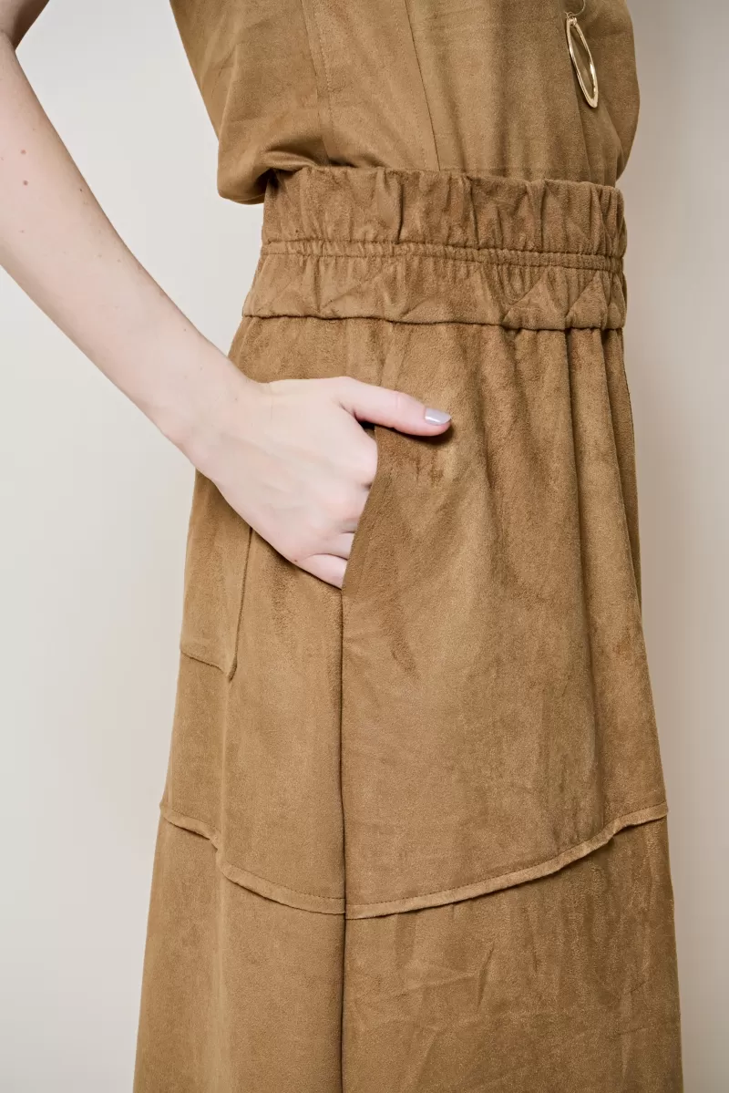 Hidrogênio - EVASE MIDI SKIRT WITH THREAD CUTOUTS BEIGE NUT - 20312296 Hidrogênio - EVASE MIDI SKIRT WITH THREAD CUTOUTS BEIGE NUT - 20312296
