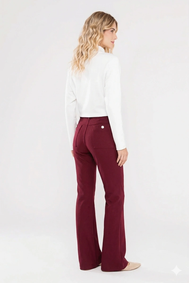 Hidrogênio - CALÇA FLARE COM LAPELAS AMORA BORDO - 20359097