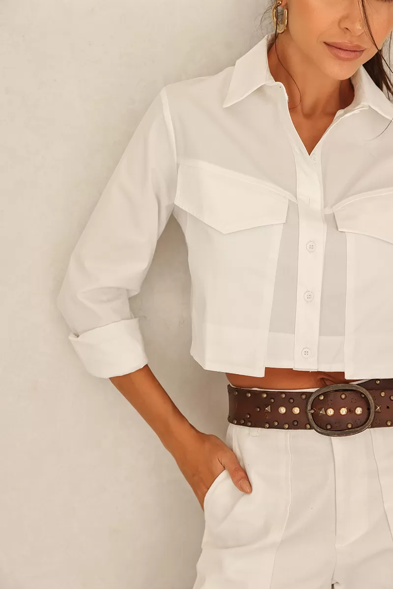Dot Clothing - Cropped Dot Clothing Mandi Off White Shirt - 2409OFF Dot Clothing - Cropped Dot Clothing Mandi Off White Shirt - 2409OFF