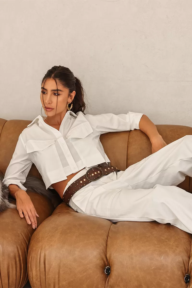Dot Clothing - Cropped Dot Clothing Mandi Off White Shirt - 2409OFF Dot Clothing - Cropped Dot Clothing Mandi Off White Shirt - 2409OFF