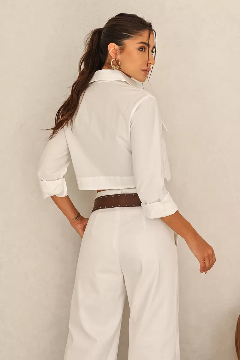 Dot Clothing - Cropped Dot Clothing Mandi Off White Shirt - 2409OFF Dot Clothing - Cropped Dot Clothing Mandi Off White Shirt - 2409OFF
