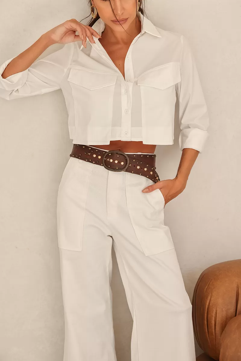 Dot Clothing - Cropped Dot Clothing Mandi Off White Shirt - 2409OFF Dot Clothing - Cropped Dot Clothing Mandi Off White Shirt - 2409OFF