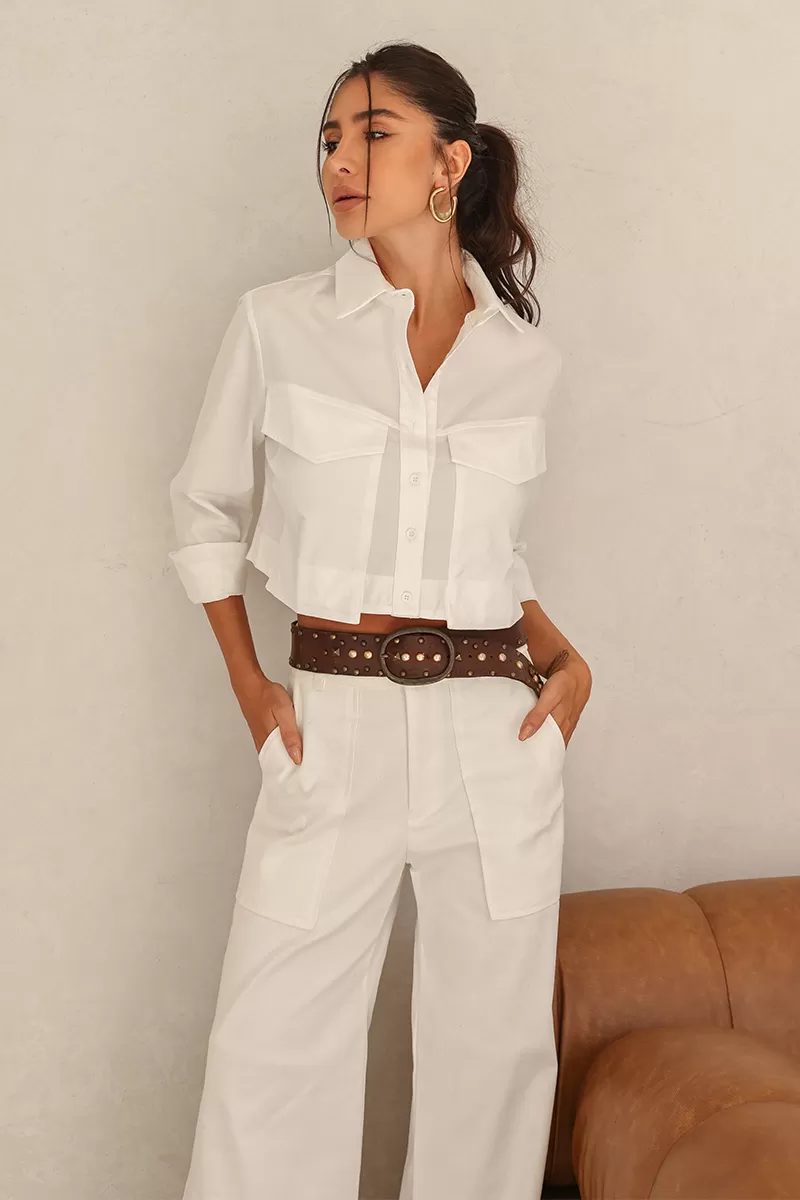 Dot Clothing - Cropped Dot Clothing Mandi Off White Shirt - 2409OFF Dot Clothing - Cropped Dot Clothing Mandi Off White Shirt - 2409OFF