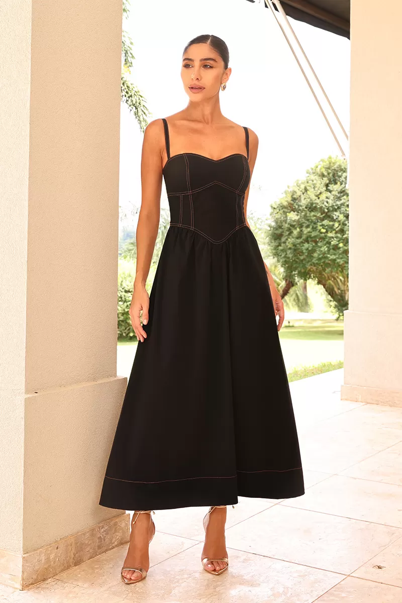 Dot Clothing - Midi Dress Dot Clothing Natalie Preto - 2597PRETO