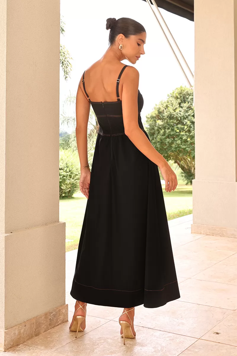 Dot Clothing - Midi Dress Dot Clothing Natalie Preto - 2597PRETO Dot Clothing - Midi Dress Dot Clothing Natalie Preto - 2597PRETO