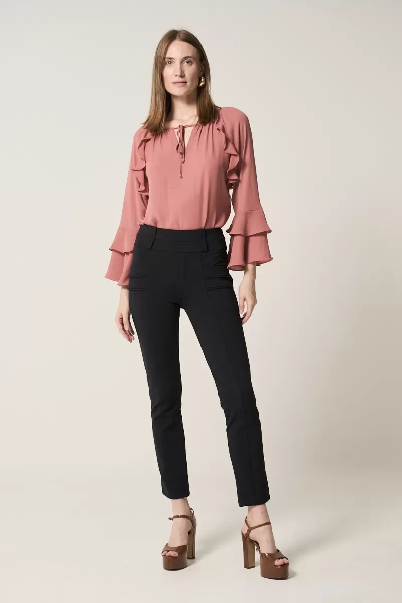 Hidrogênio - LUCIANA BLACK FISHERMAN PANTS WITH POCKETS AND PIPE - 20307001 Hidrogênio - LUCIANA BLACK FISHERMAN PANTS WITH POCKETS AND PIPE - 20307001