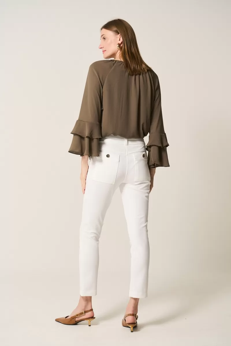 Hidrogênio - CAMILA OFF WHITE FISHERMAN PANTS WITH LAPELS - 20286018 Hidrogênio - CAMILA OFF WHITE FISHERMAN PANTS WITH LAPELS - 20286018