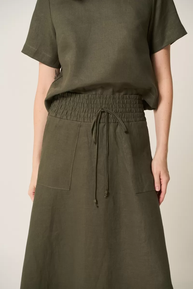 Hidrogênio - 100% MILITARY LINEN MIDI FLARE SKIRT - 19800005 Hidrogênio - 100% MILITARY LINEN MIDI FLARE SKIRT - 19800005
