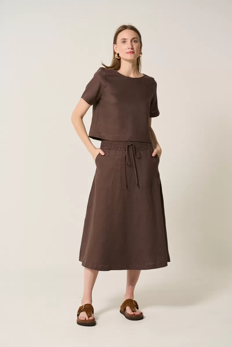 Hidrogênio - 100% BROWN LINEN CROPPED TOP - 19801031 Hidrogênio - 100% BROWN LINEN CROPPED TOP - 19801031