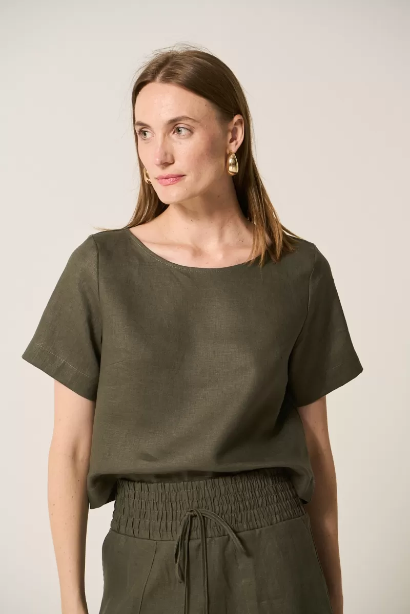 Hidrogênio - 100% MILITARY LINEN CROPPED TOP - 19801005 Hidrogênio - 100% MILITARY LINEN CROPPED TOP - 19801005