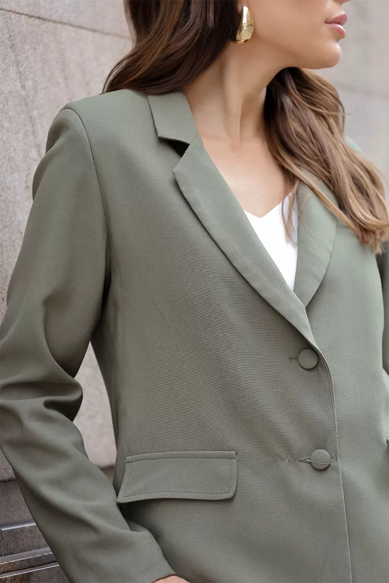Miss Misses - Helene Blazer with EC Lapel Detail/Moss Green Button - 54509038 Miss Misses - Helene Blazer with EC Lapel Detail/Moss Green Button - 54509038