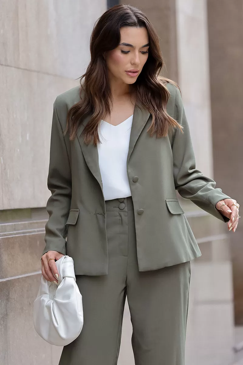 Miss Misses - Helene Blazer with EC Lapel Detail/Moss Green Button - 54509038 Miss Misses - Helene Blazer with EC Lapel Detail/Moss Green Button - 54509038
