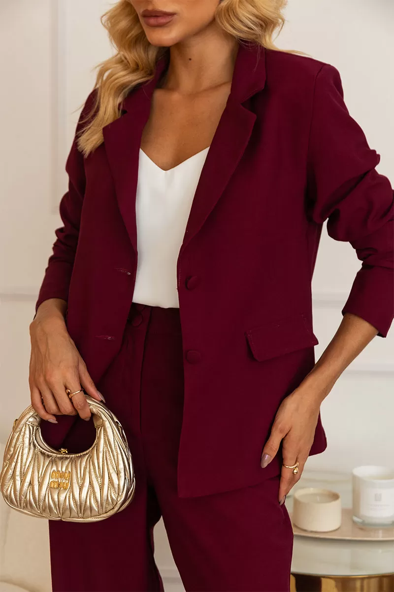 Miss Misses - Helene Blazer with EC Lapel Detail/Wine Button - 54509006 Miss Misses - Helene Blazer with EC Lapel Detail/Wine Button - 54509006