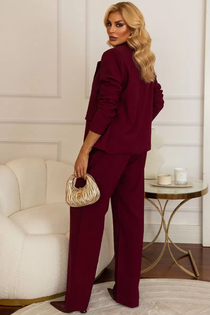 Miss Misses - Helene Blazer with EC Lapel Detail/Wine Button - 54509006 Miss Misses - Helene Blazer with EC Lapel Detail/Wine Button - 54509006