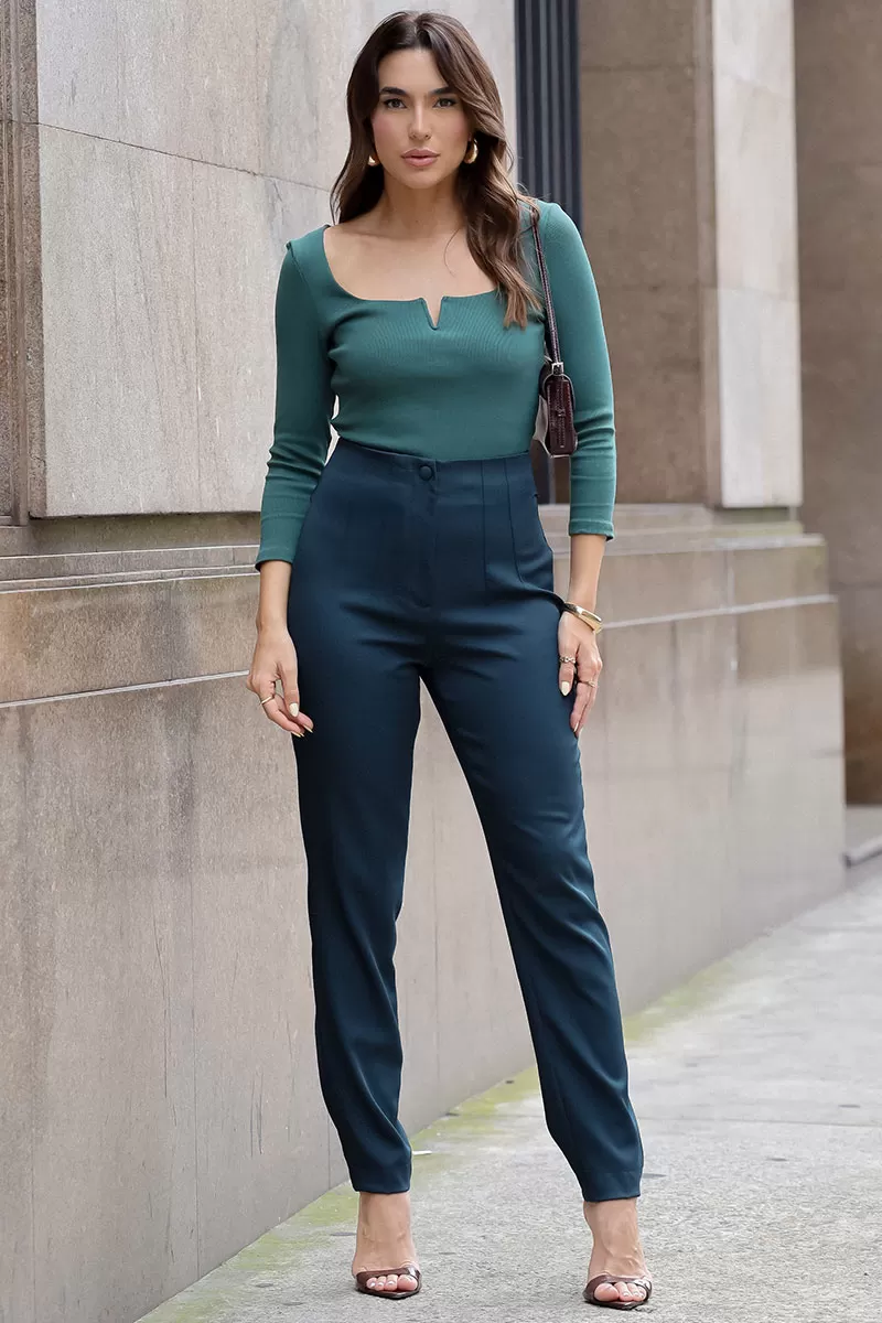 Miss Misses - Gabi Pants with EC Pleats and Fake Pockets in Green - 54507023