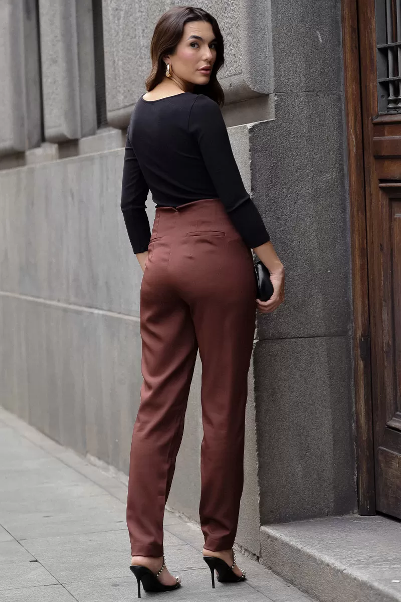 Miss Misses - Gabi Pants with EC Pleats and Brown Fake Pocket - 54507214 Miss Misses - Gabi Pants with EC Pleats and Brown Fake Pocket - 54507214