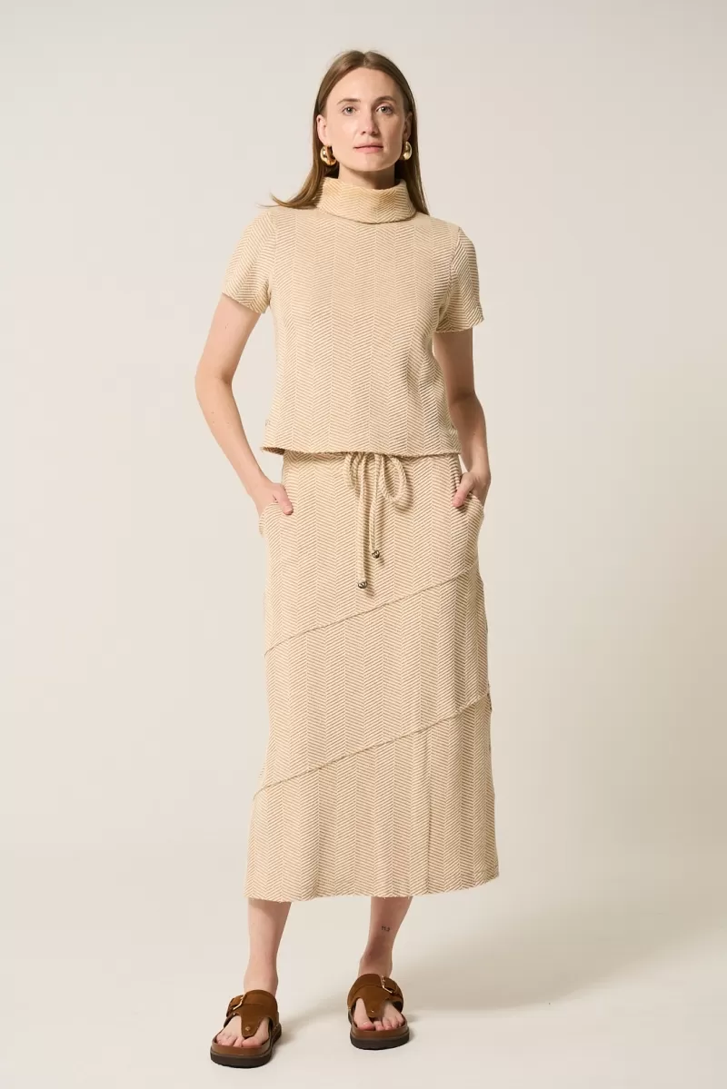 Hidrogênio - BEIGE THREADED HIGH NECK BLOUSE - 20267003 Hidrogênio - BEIGE THREADED HIGH NECK BLOUSE - 20267003