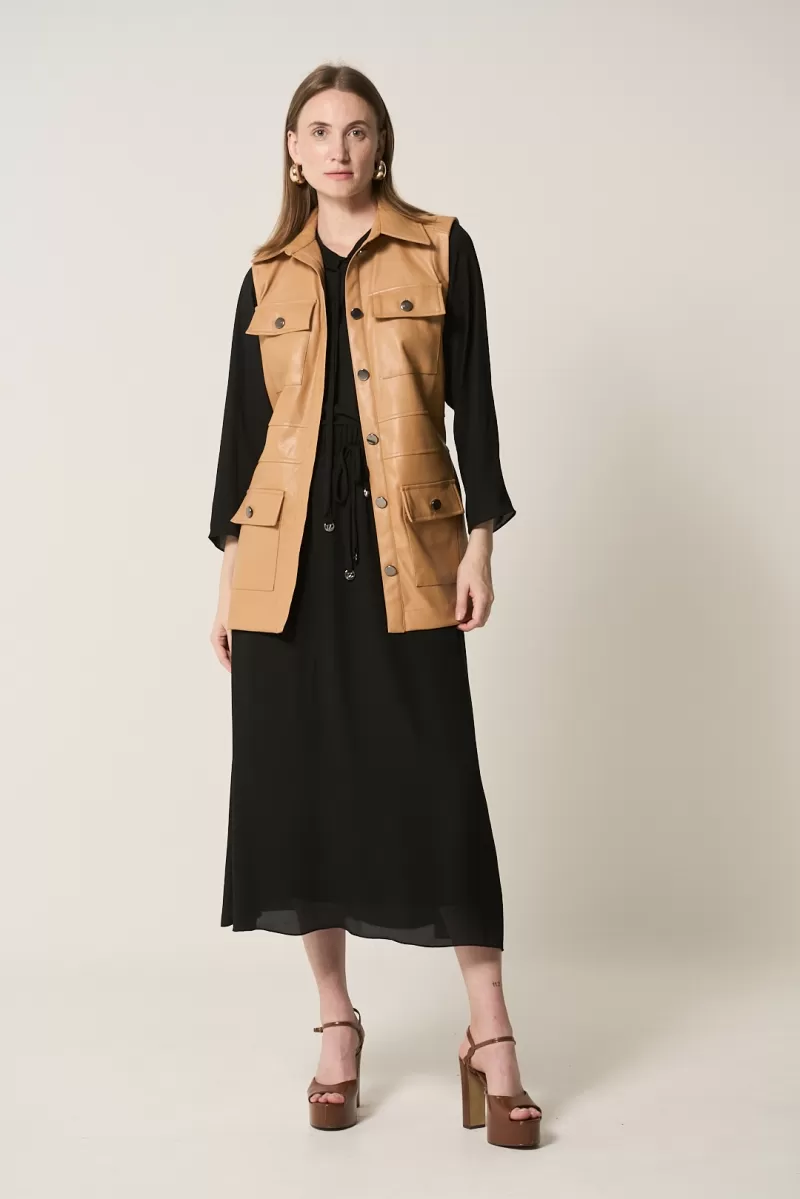 Hidrogênio - CARAMEL UTILITY VEST WITH BAND - 20290029 Hidrogênio - CARAMEL UTILITY VEST WITH BAND - 20290029