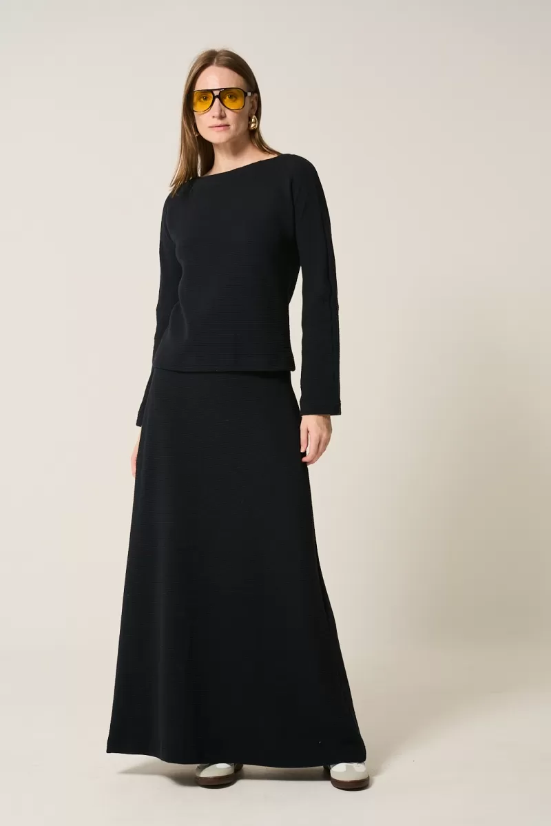 Hidrogênio - BLACK DROP-SHOULDER FLARE SLEEVE BLOUSE - 20313001 Hidrogênio - BLACK DROP-SHOULDER FLARE SLEEVE BLOUSE - 20313001
