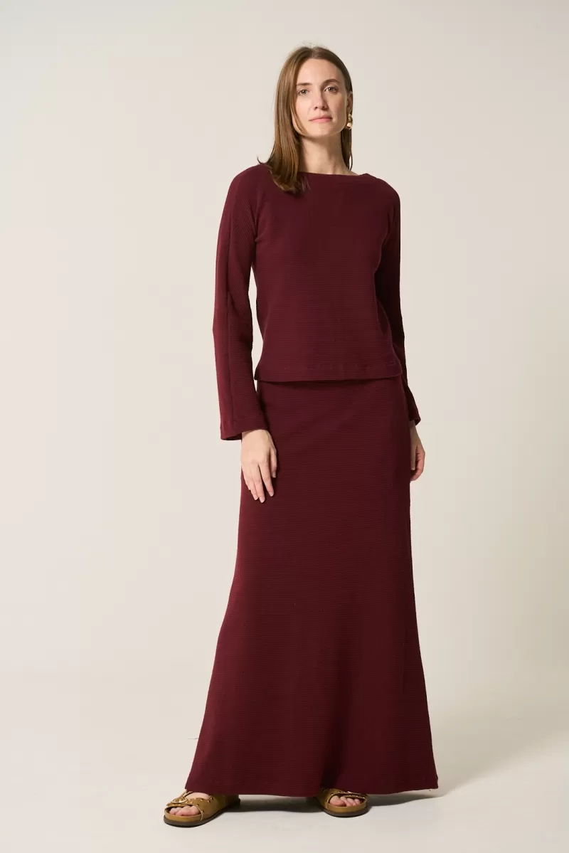 Hidrogênio - DROP SHOULDER FLARE SLEEVE BLOUSE IN WINE - 20313043 Hidrogênio - DROP SHOULDER FLARE SLEEVE BLOUSE IN WINE - 20313043