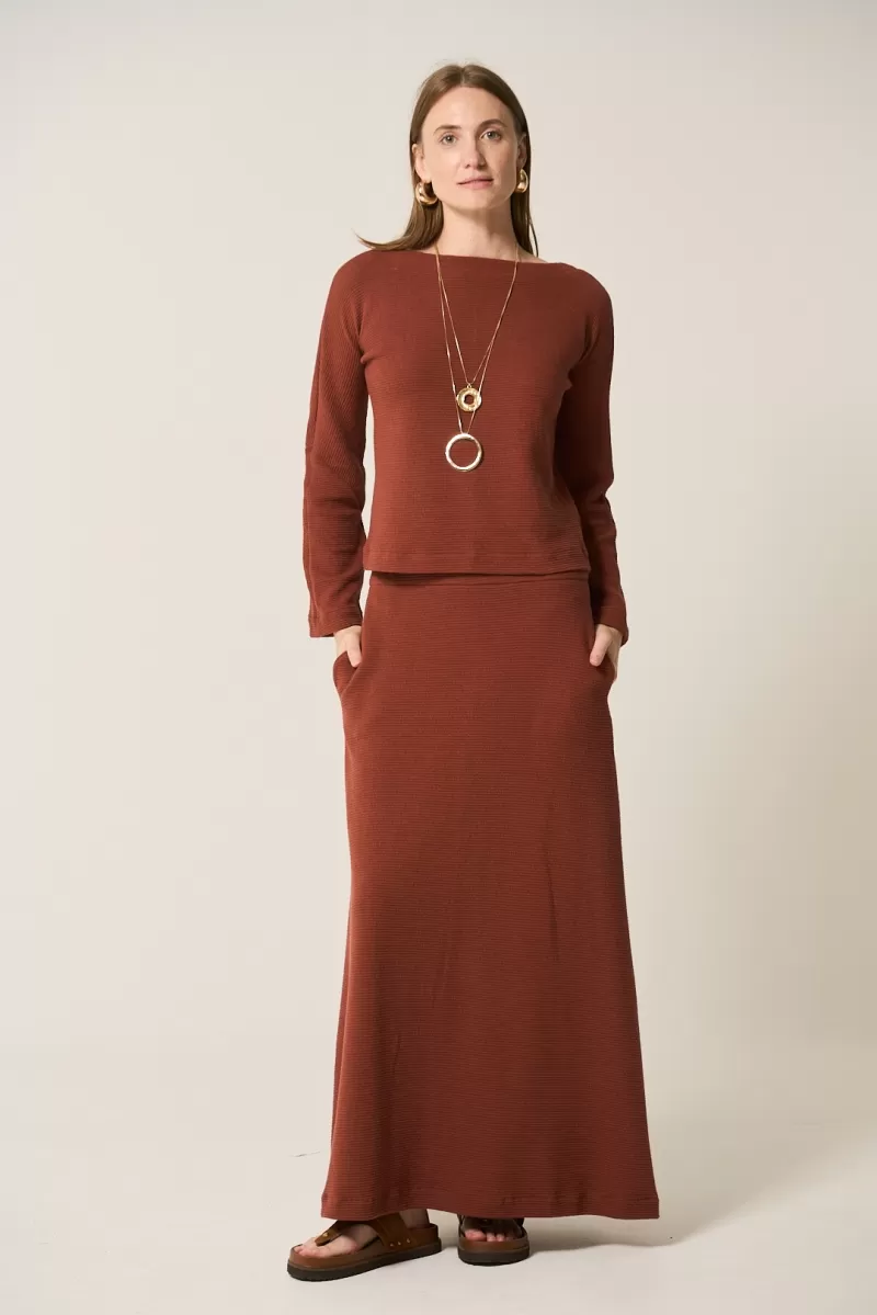 Hidrogênio - BROWN DROP-SHOULDER FLARE SLEEVE BLOUSE - 20313031 Hidrogênio - BROWN DROP-SHOULDER FLARE SLEEVE BLOUSE - 20313031