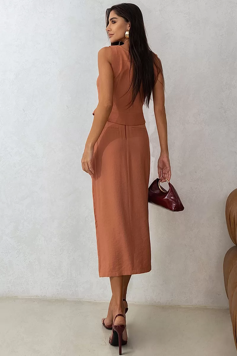 Miss Misses - Isabela Midi Pareo Skirt with Caramel Zipper - 54503134 Miss Misses - Isabela Midi Pareo Skirt with Caramel Zipper - 54503134