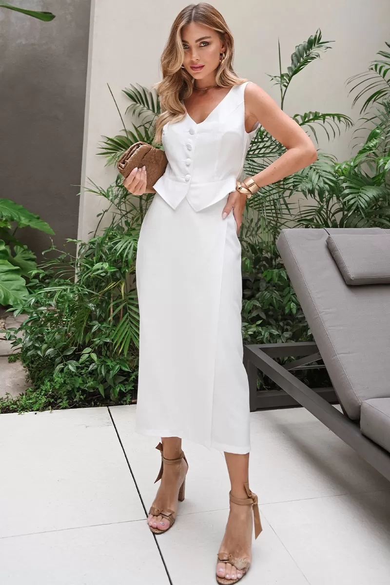 Miss Misses - Isabela Midi Pareô Skirt with Off-Shoulder Zipper - 54503030 Miss Misses - Isabela Midi Pareô Skirt with Off-Shoulder Zipper - 54503030