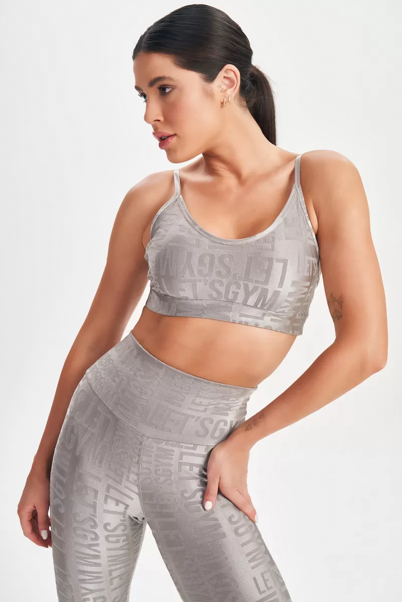 Lets Gym - Top Velvet Name Gray - 2627CZ Lets Gym - Top Velvet Name Gray - 2627CZ
