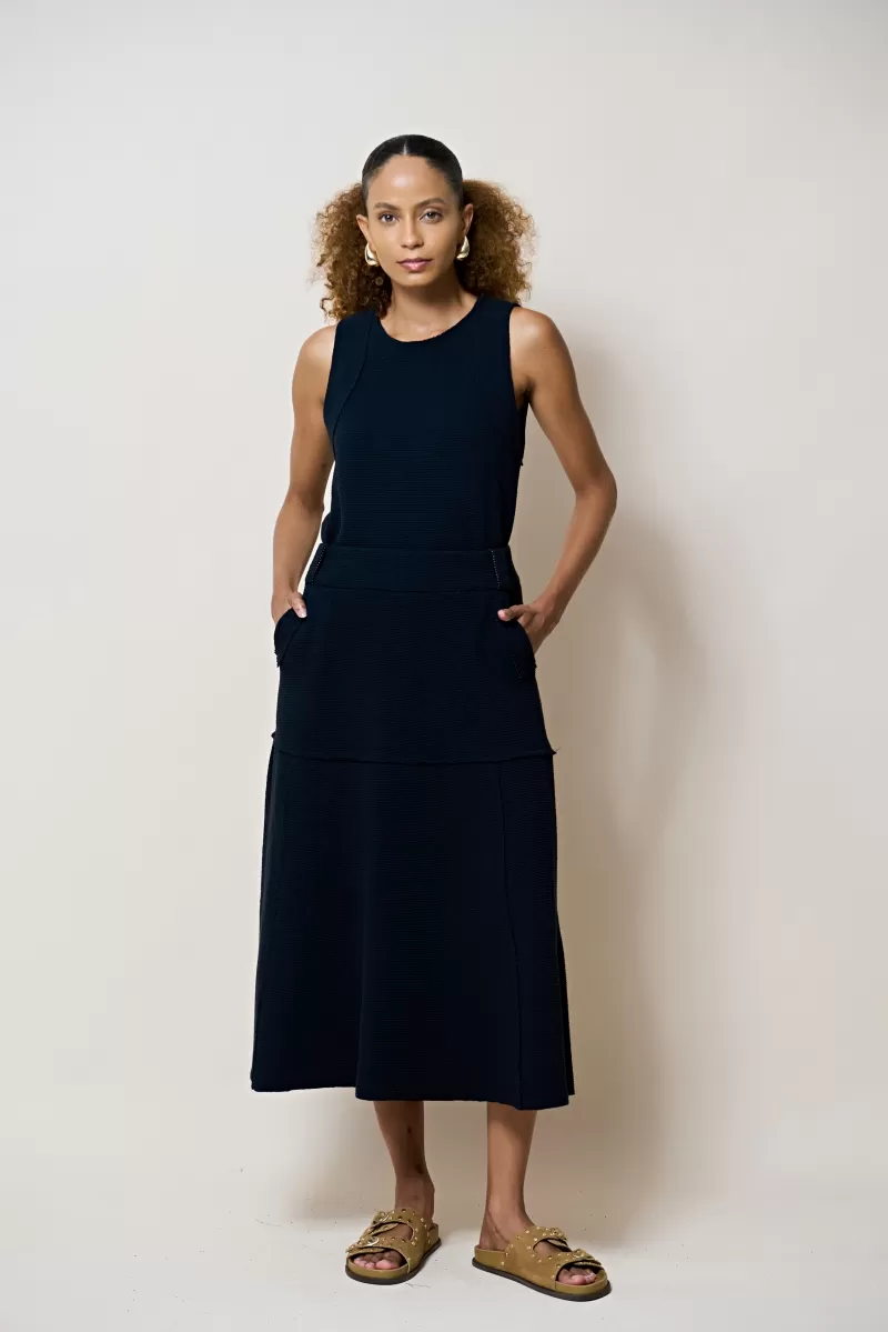 Hidrogênio - BLACK THREADED MIDI SKIRT - 20377001 Hidrogênio - BLACK THREADED MIDI SKIRT - 20377001