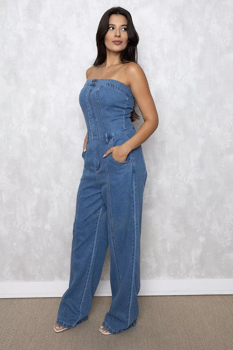 Alcance Jeans - TQC Alcance Dark Blue Jeans Jumpsuit - 08166AZUL