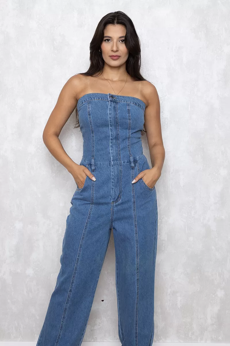 Alcance Jeans - TQC Alcance Dark Blue Jeans Jumpsuit - 08166AZUL