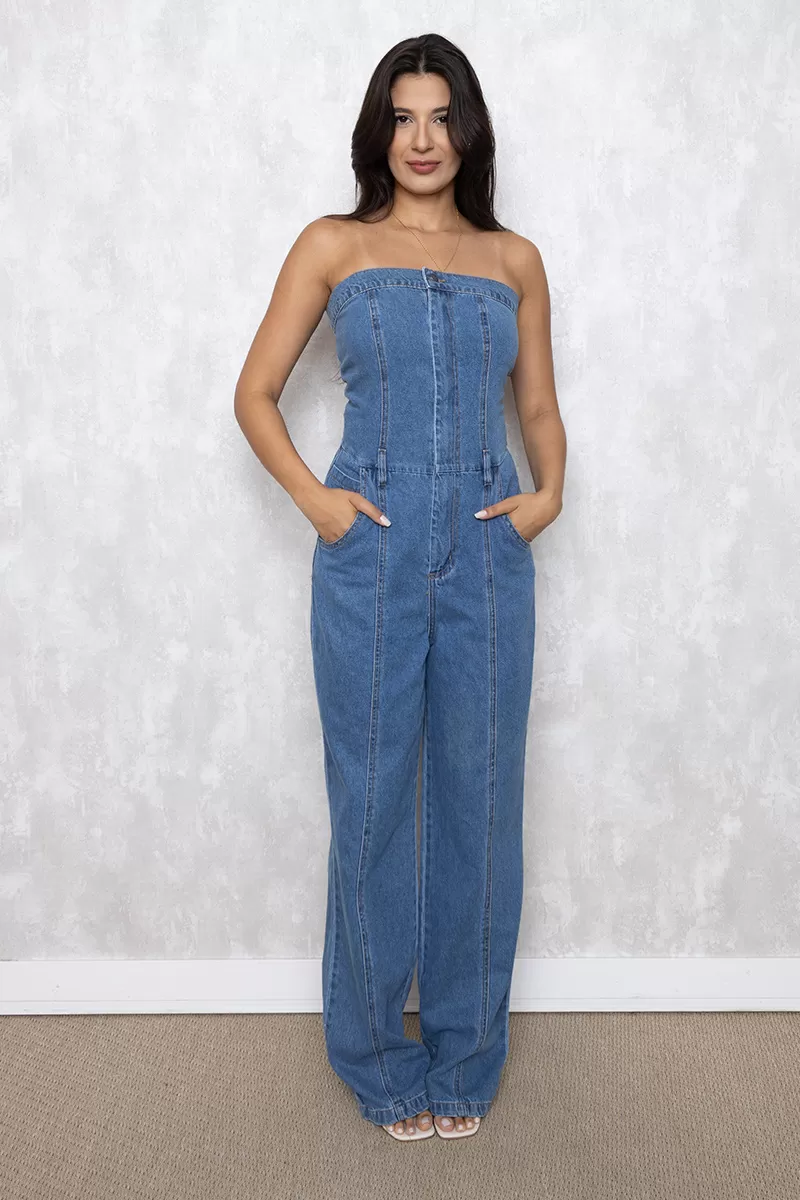 Alcance Jeans - TQC Alcance Dark Blue Jeans Jumpsuit - 08166AZUL