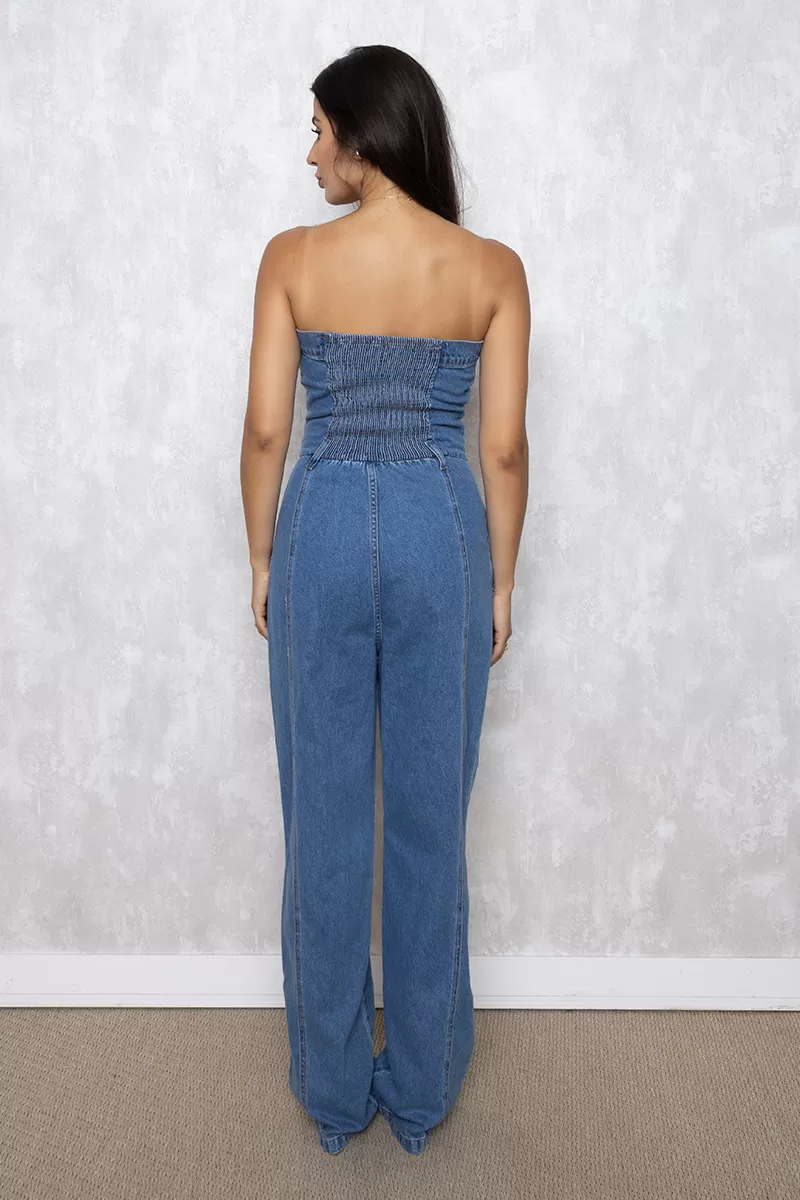 Alcance Jeans - TQC Alcance Dark Blue Jeans Jumpsuit - 08166AZUL