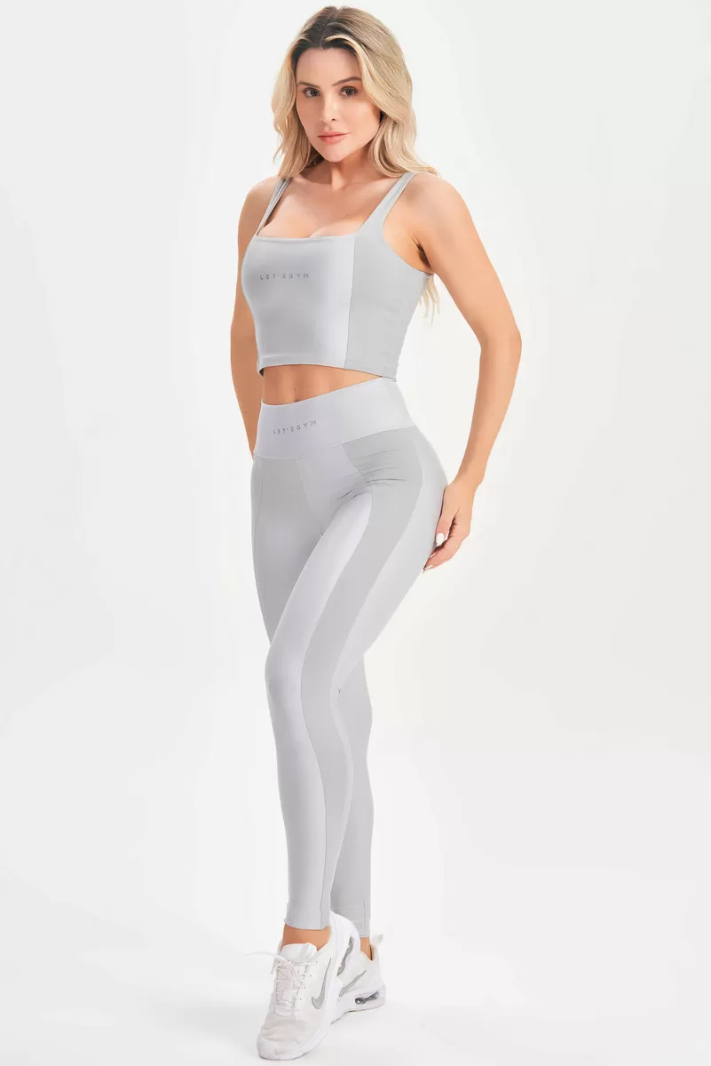 Lets Gym - Silver Contour Crop Top - 2673PR Lets Gym - Silver Contour Crop Top - 2673PR