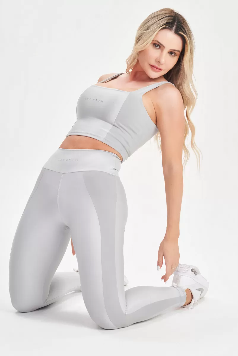 Lets Gym - Silver Contour Crop Top - 2673PR Lets Gym - Silver Contour Crop Top - 2673PR
