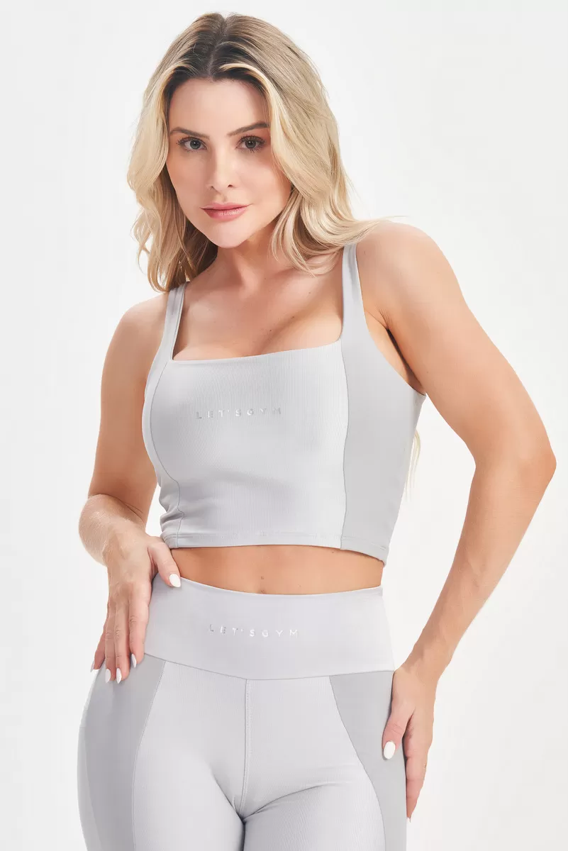 Lets Gym - Silver Contour Crop Top - 2673PR Lets Gym - Silver Contour Crop Top - 2673PR