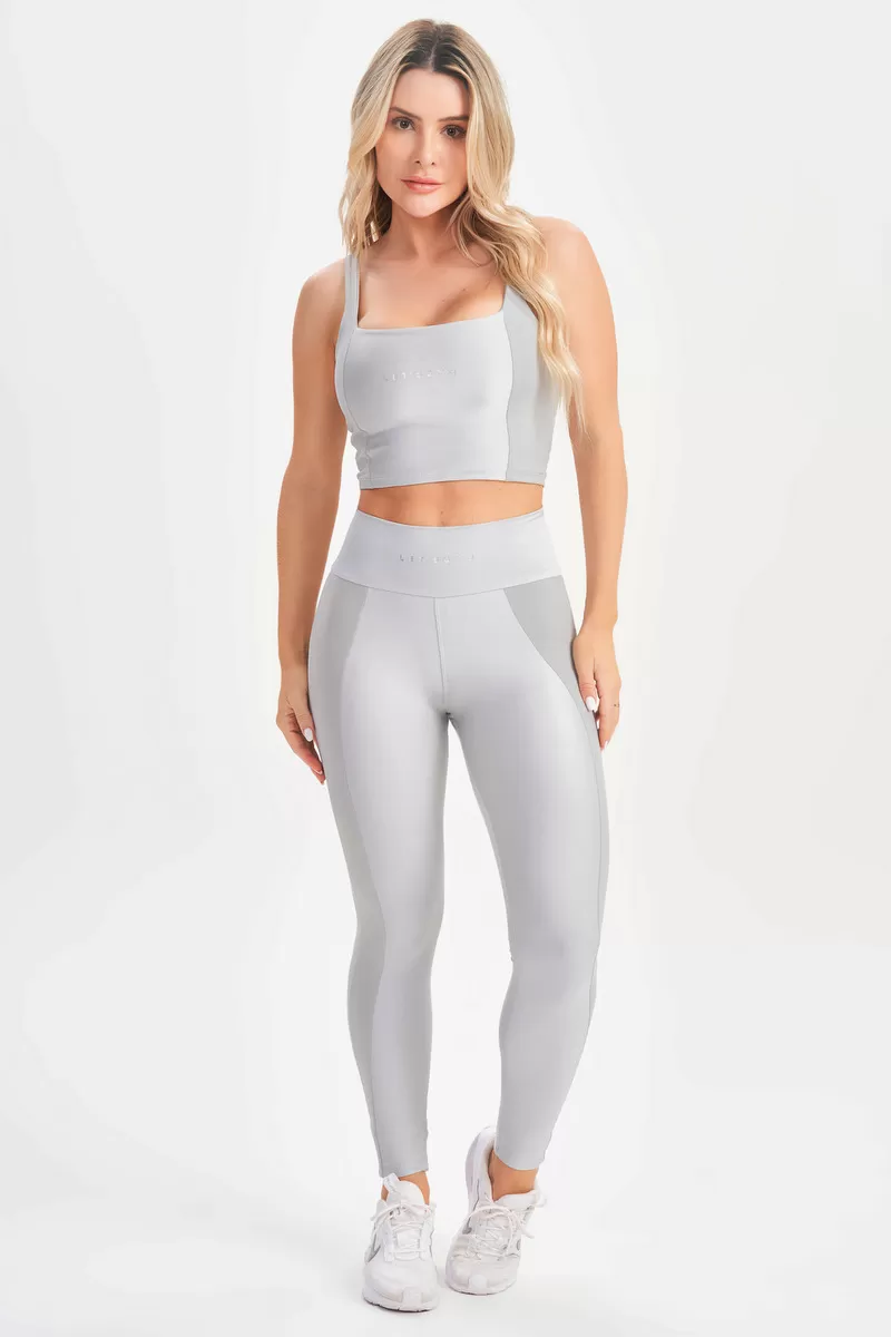 Lets Gym - Silver Contour Crop Top - 2673PR Lets Gym - Silver Contour Crop Top - 2673PR