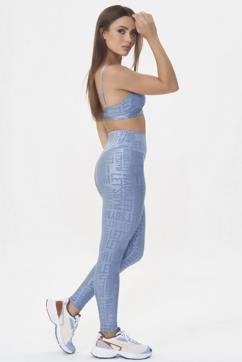 Lets Gym - Vintage Blue Velvet Name Legging - 2628AZ