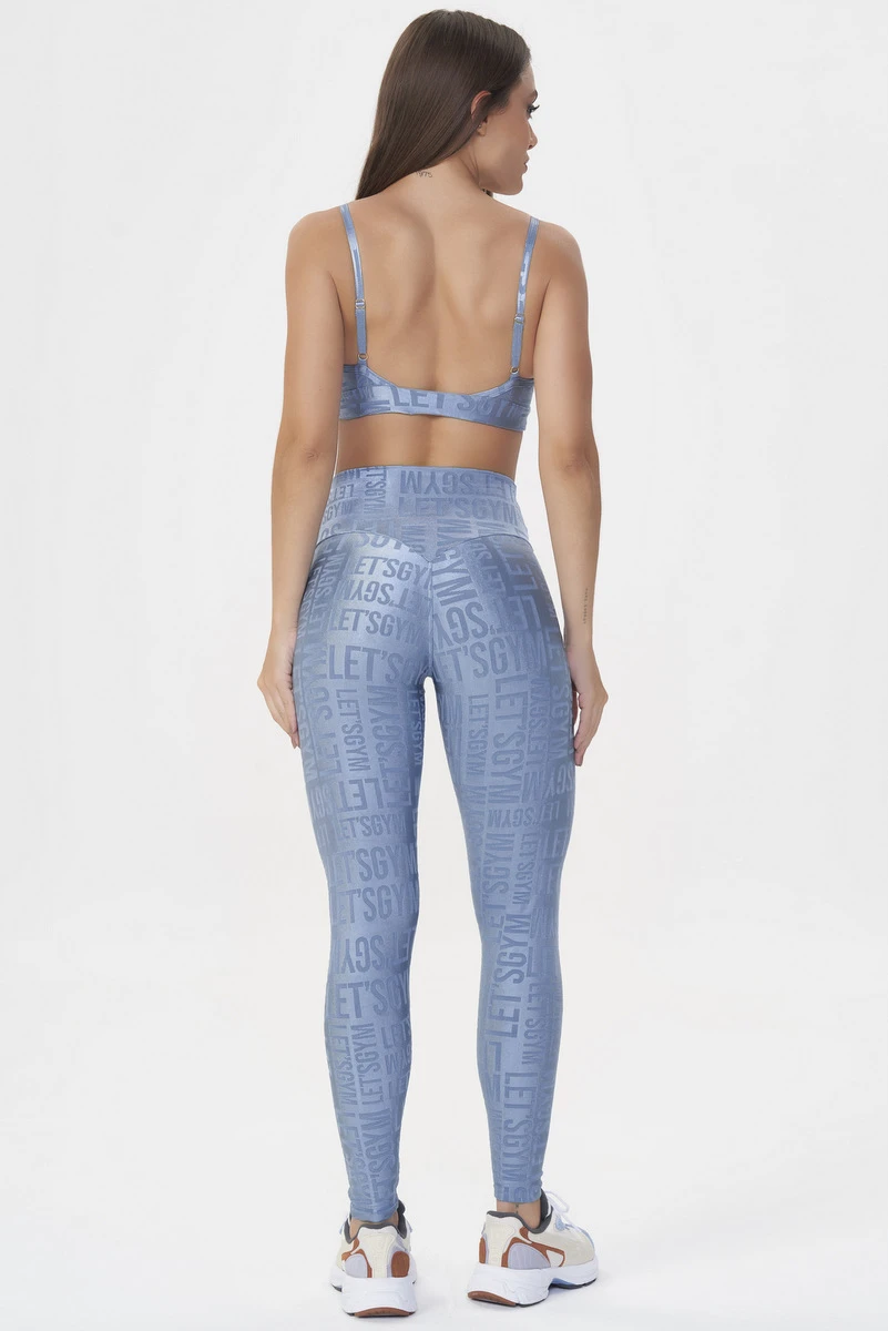 Lets Gym - Vintage Blue Velvet Name Legging - 2628AZ
