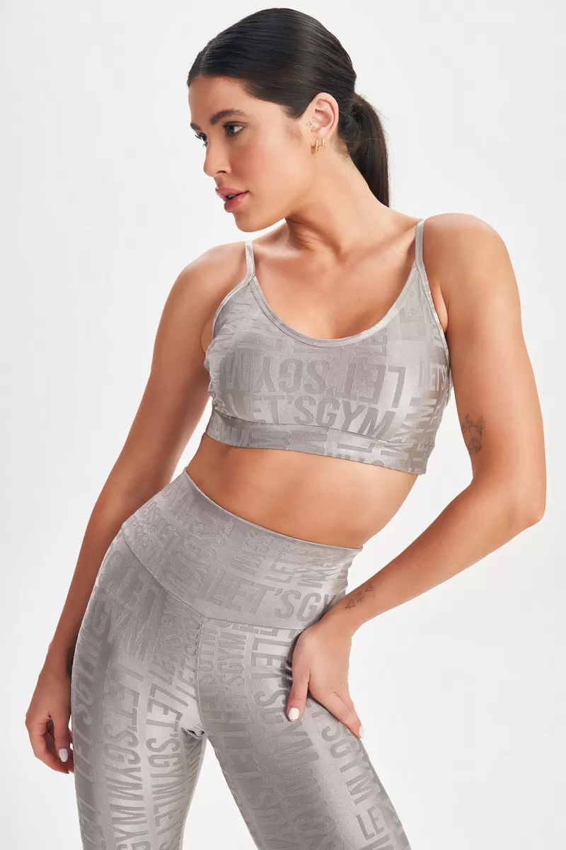 Lets Gym - Gray Velvet Name Leggings - 2628CZ Lets Gym - Gray Velvet Name Leggings - 2628CZ