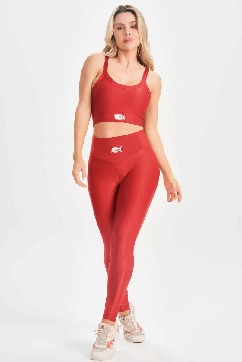 Lets Gym - Bright Red Leggings - 2142BVM Lets Gym - Bright Red Leggings - 2142BVM