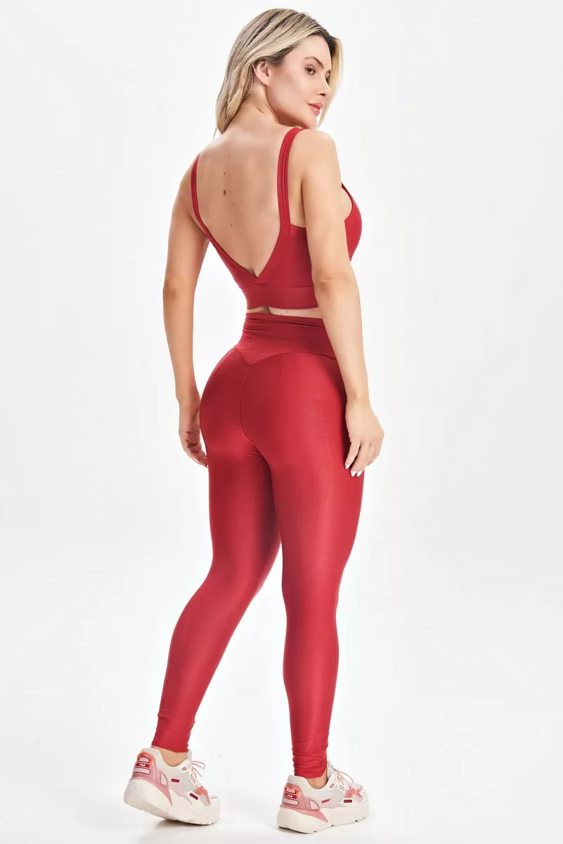 Lets Gym - Bright Red Leggings - 2142BVM Lets Gym - Bright Red Leggings - 2142BVM