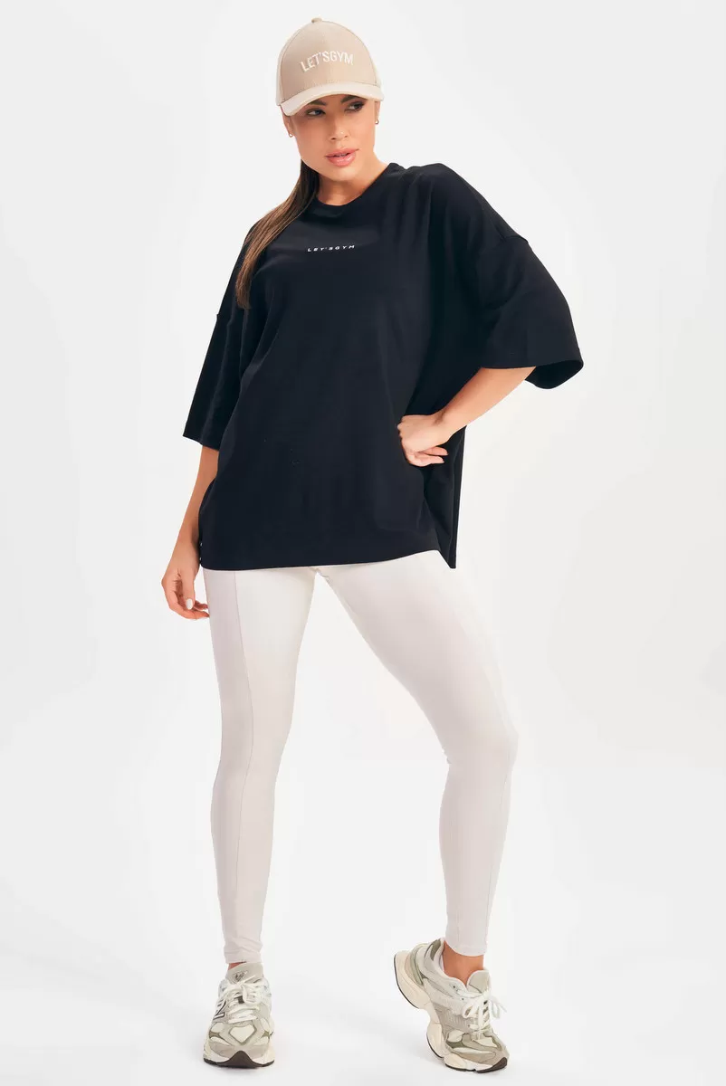 Lets Gym - Oversized Basic Flex Black T-Shirt - 2626PT Lets Gym - Oversized Basic Flex Black T-Shirt - 2626PT