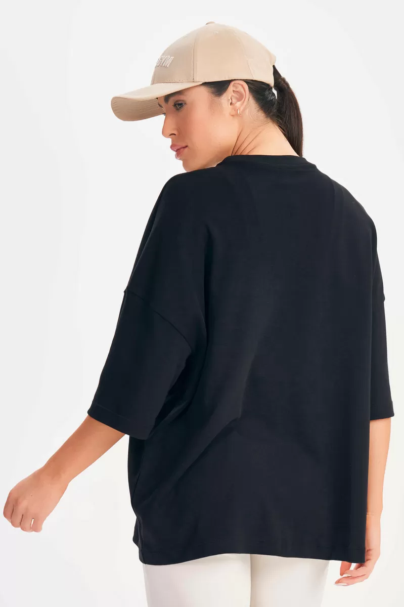 Lets Gym - Oversized Basic Flex Black T-Shirt - 2626PT Lets Gym - Oversized Basic Flex Black T-Shirt - 2626PT