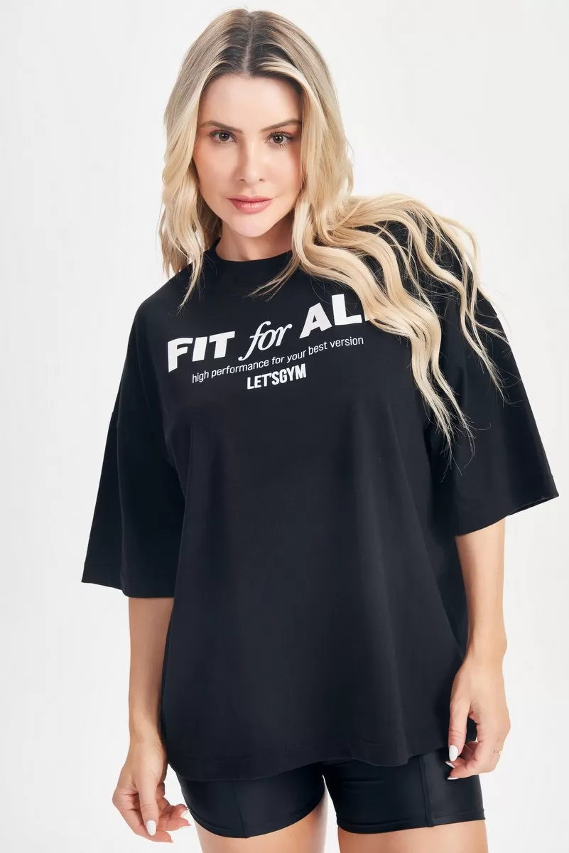 Lets Gym - Oversized T-Shirt Fit For All Black - 2694PT Lets Gym - Oversized T-Shirt Fit For All Black - 2694PT