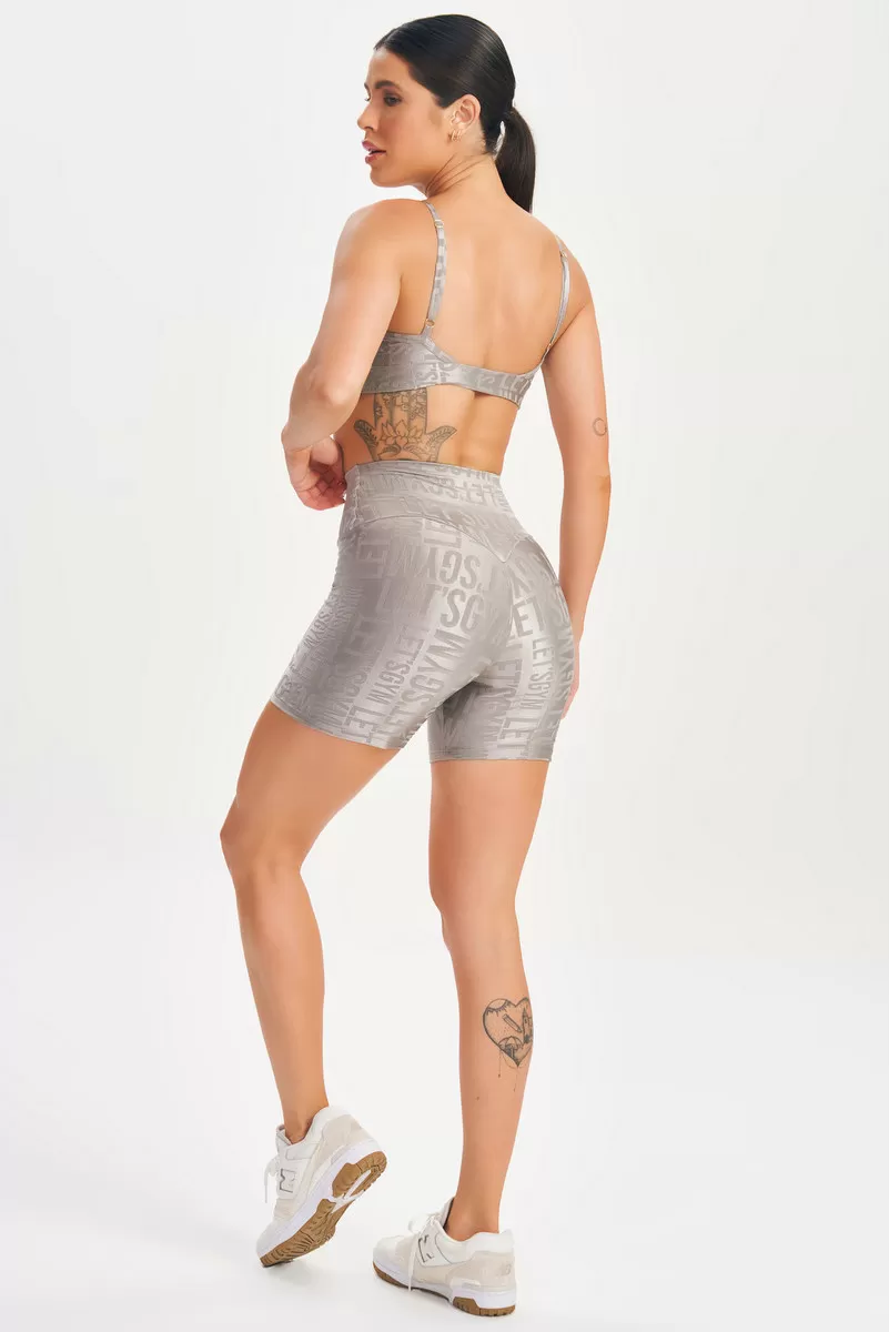 Lets Gym - Velvet Name Shorts Grey - 2629CZ Lets Gym - Velvet Name Shorts Grey - 2629CZ