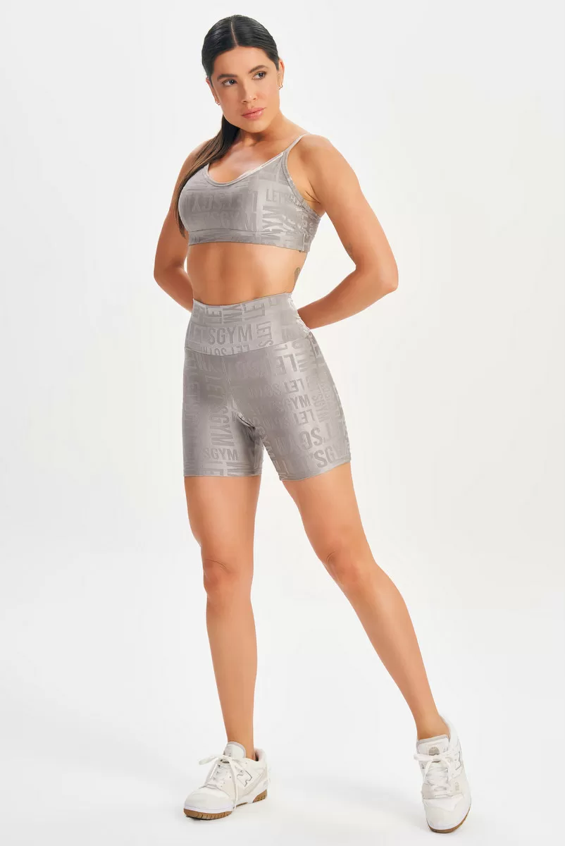 Lets Gym - Velvet Name Shorts Grey - 2629CZ