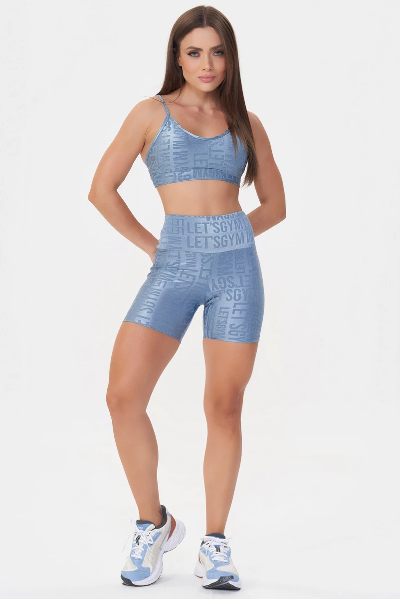 Lets Gym - Vintage Blue Velvet Name Shorts - 2629AZ